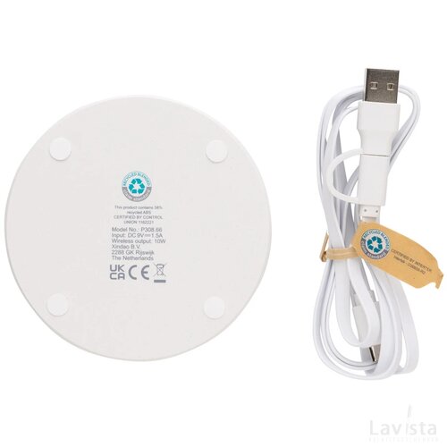 RCS standaard recycled plastic 10W draadloze lader wit