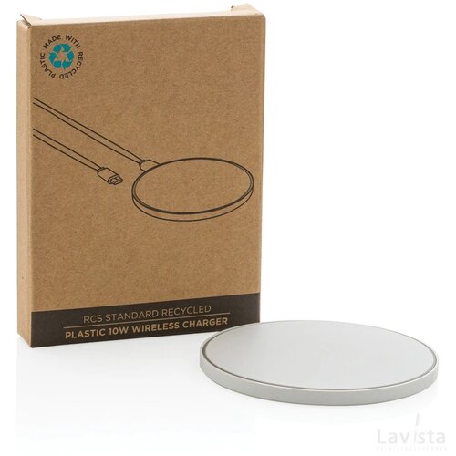 RCS standaard recycled plastic 10W draadloze lader wit