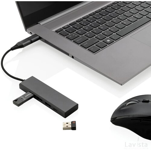 Terra RCS gerecycled aluminium hub met 3 USB-poorten grijs