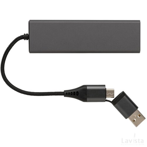 Terra RCS gerecycled aluminium hub met 3 USB-poorten grijs