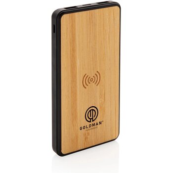 RCS gerecycled plastic 8.000 mAh draadloze powerbank bruin