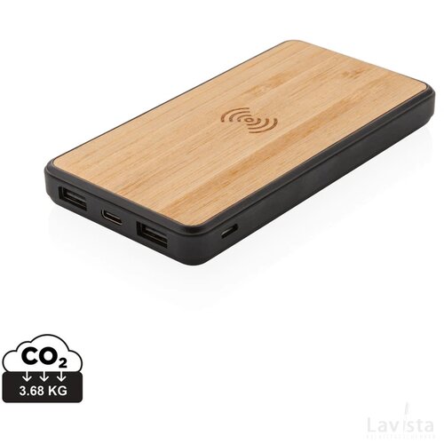 RCS gerecycled plastic 8.000 mAh draadloze powerbank bruin