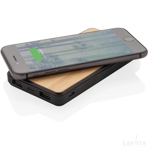 RCS gerecycled plastic 8.000 mAh draadloze powerbank bruin
