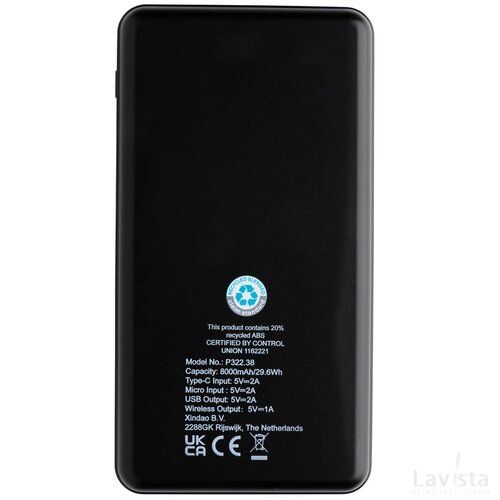 RCS gerecycled plastic 8.000 mAh draadloze powerbank bruin