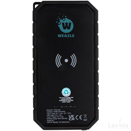 RCS recycled plastic solar powerbank 10W Wireless zwart