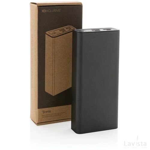 Terra RCS gerecyclede 20W aluminium powerbank 20.000 mAh grijs