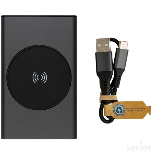 Terra RCS recycled aluminium 5000 mAh powerbank 5W draadloos grijs