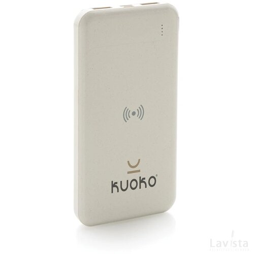 RCS standaard recycled plastic wireless powerbank wit