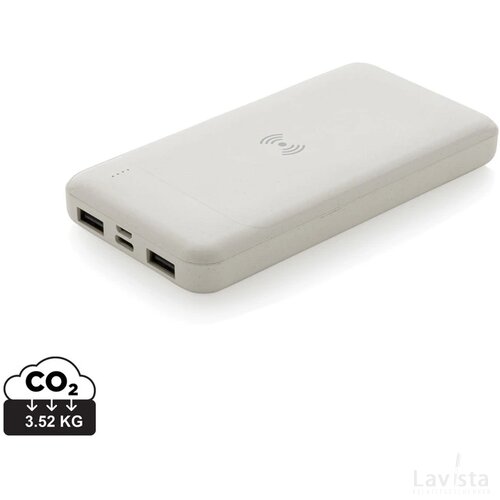 RCS standaard recycled plastic wireless powerbank wit