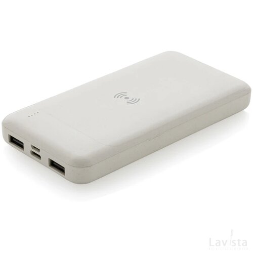 RCS standaard recycled plastic wireless powerbank wit