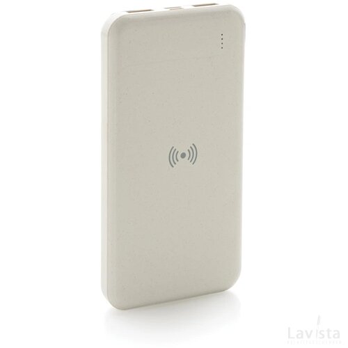 RCS standaard recycled plastic wireless powerbank wit