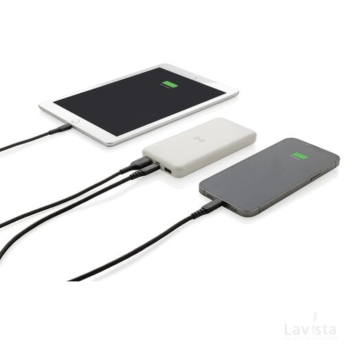RCS standaard recycled plastic wireless powerbank wit