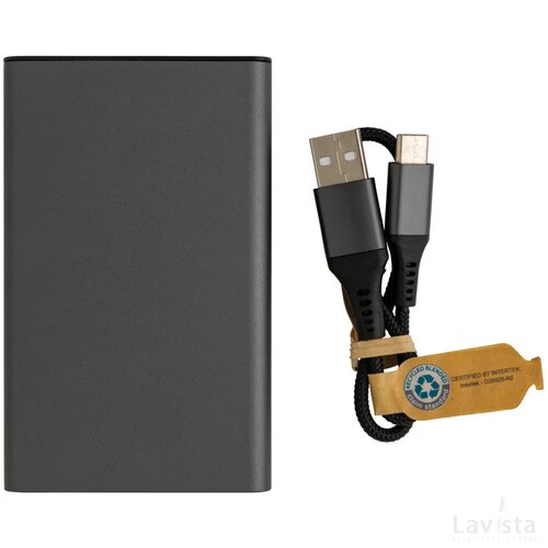 Terra RCS gerecyclede aluminium powerbank 5.000 mAh grijs