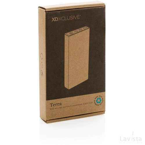Terra RCS gerecyclede aluminium powerbank 5.000 mAh grijs