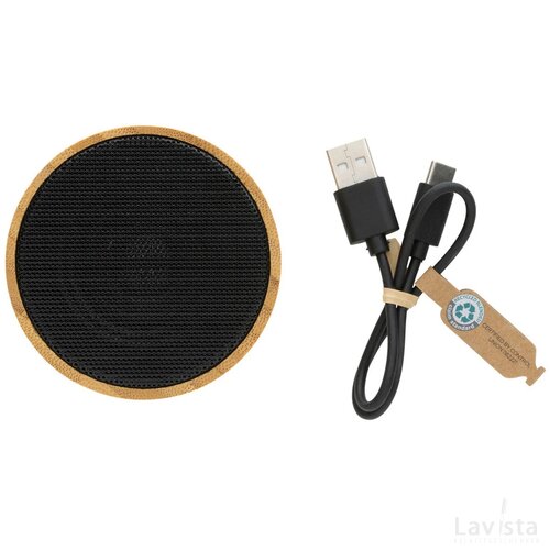 RCS gereycled plastic en bamboe 3W draadloze luidspreker zwart