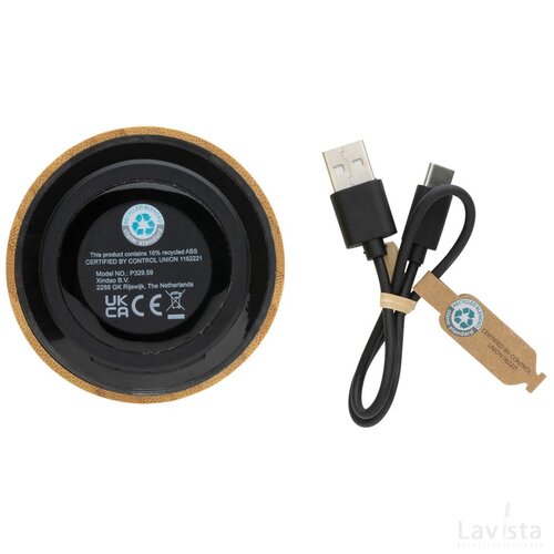 RCS gereycled plastic en bamboe 3W draadloze luidspreker zwart