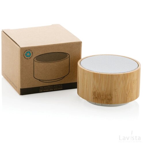 RCS gereycled plastic en bamboe 3W draadloze luidspreker wit