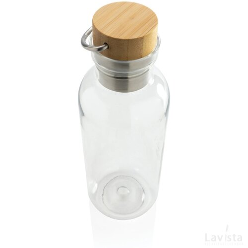 RCS recycled PET fles met bamboe deksel en handvat transparant