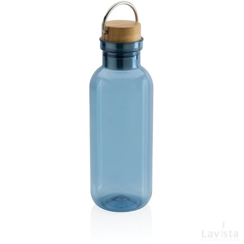 RCS recycled PET fles met bamboe deksel en handvat blauw
