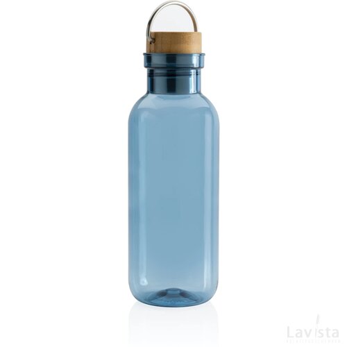 RCS recycled PET fles met bamboe deksel en handvat blauw