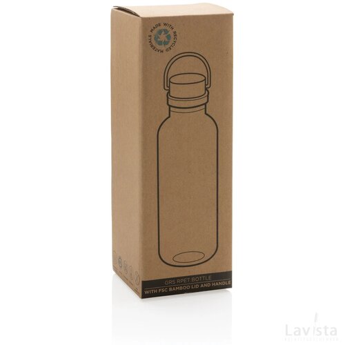 RCS recycled PET fles met bamboe deksel en handvat blauw