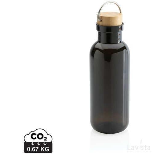 RCS recycled PET fles met bamboe deksel en handvat zwart