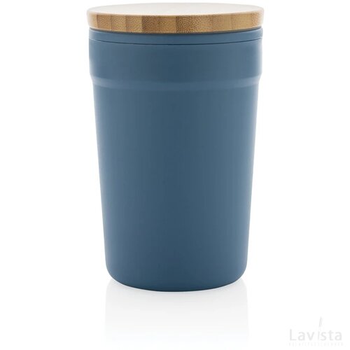 GRS gecertificeerd gerecycled PP mok met bamboe deksel blauw