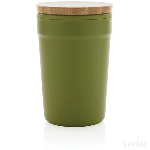 GRS gecertificeerd gerecycled PP mok met bamboe deksel groen