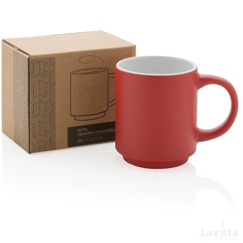 Keramische stapelbare mok 180 ml rood