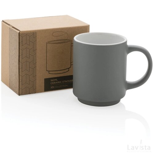 Keramische stapelbare mok 180 ml grijs