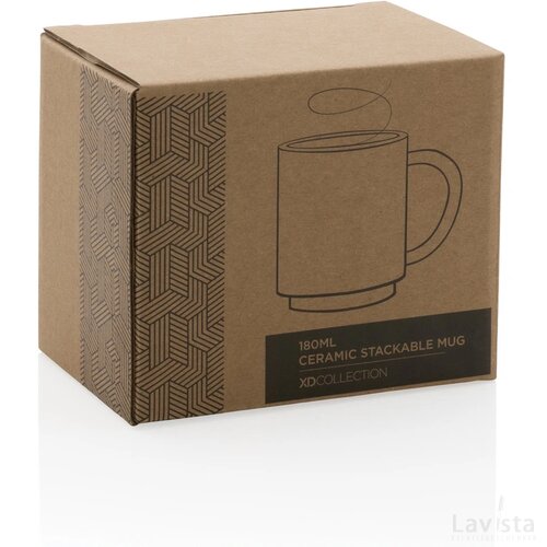 Keramische stapelbare mok 180 ml grijs