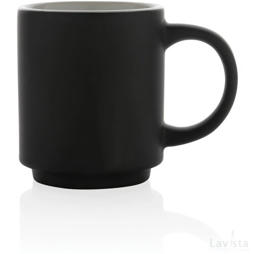 Keramische stapelbare mok 180 ml zwart