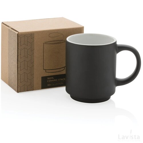 Keramische stapelbare mok 180 ml zwart