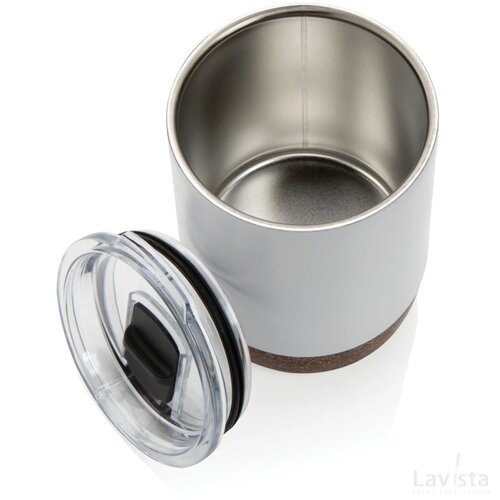 RCS gerecycled roestvrijstalen koffiebeker met kurk wit