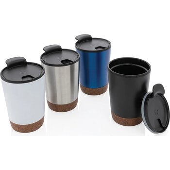 GRS gerecycled PP en roestvrijstalen kurk koffiebeker zilver