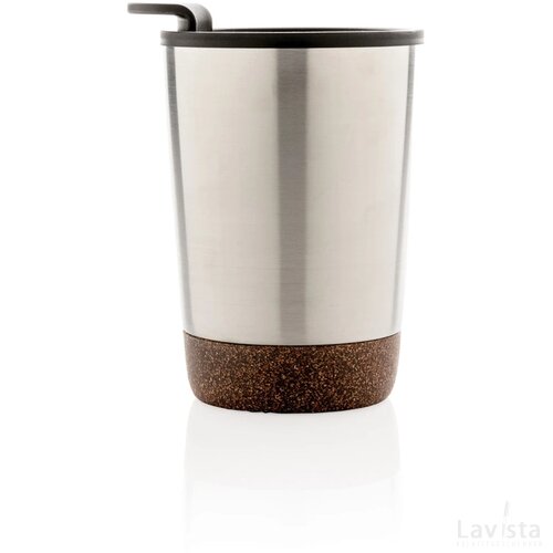 GRS gerecycled PP en roestvrijstalen kurk koffiebeker zilver
