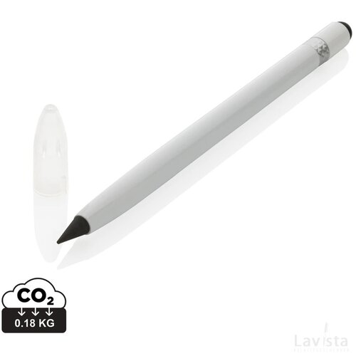 Aluminium inktloze pen met gum wit