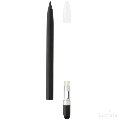 Aluminium inktloze pen met gum zwart