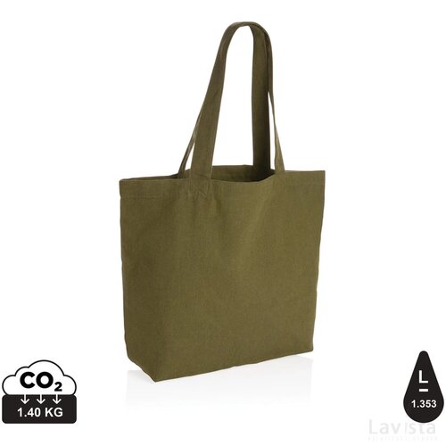 Impact Aware™ re-canvas shopper met vakje 240gsm ongeverfd groen