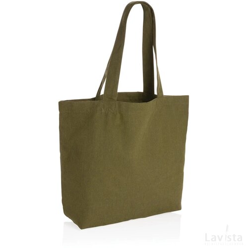 Impact Aware™ re-canvas shopper met vakje 240gsm ongeverfd groen