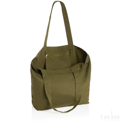 Impact Aware™ re-canvas shopper met vakje 240gsm ongeverfd groen