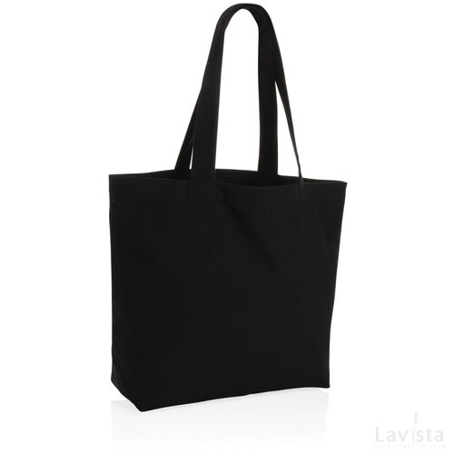 Impact Aware™ re-canvas shopper met vakje 240gsm ongeverfd zwart