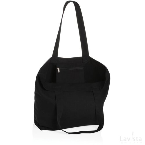 Impact Aware™ re-canvas shopper met vakje 240gsm ongeverfd zwart