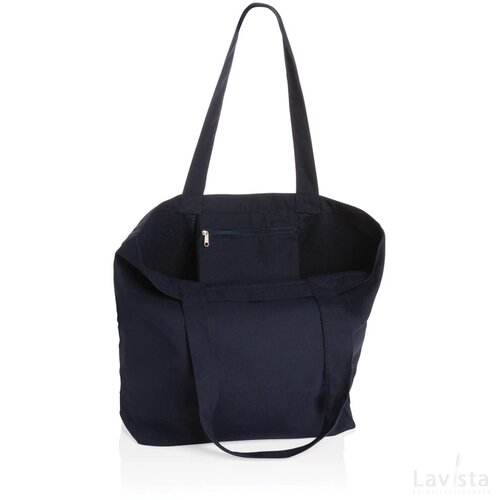 Impact Aware™ re-canvas shopper met vakje 240gsm ongeverfd donkerblauw