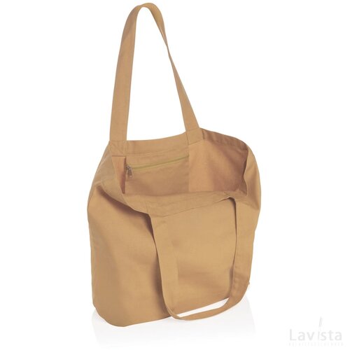 Impact Aware™ re-canvas shopper met vakje 240gsm ongeverfd bruin