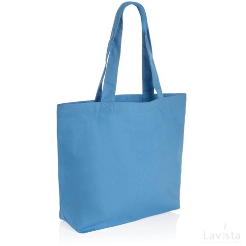 Impact Aware™ recycled canvas shopper met vakje 240gsm tranquil blue