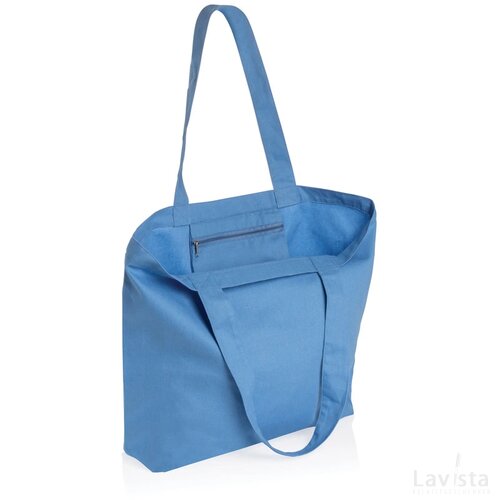 Impact Aware™ recycled canvas shopper met vakje 240gsm tranquil blue