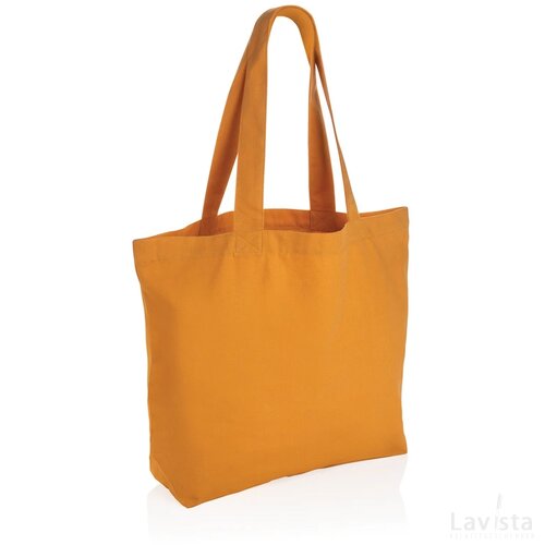 Impact Aware™ recycled canvas shopper met vakje 240gsm sundial oranje