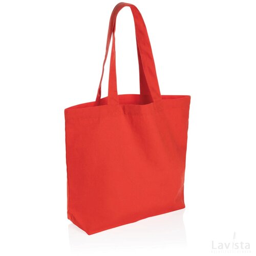 Impact Aware™ recycled canvas shopper met vakje 240gsm luscious red