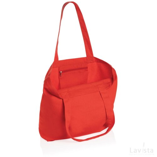 Impact Aware™ recycled canvas shopper met vakje 240gsm luscious red